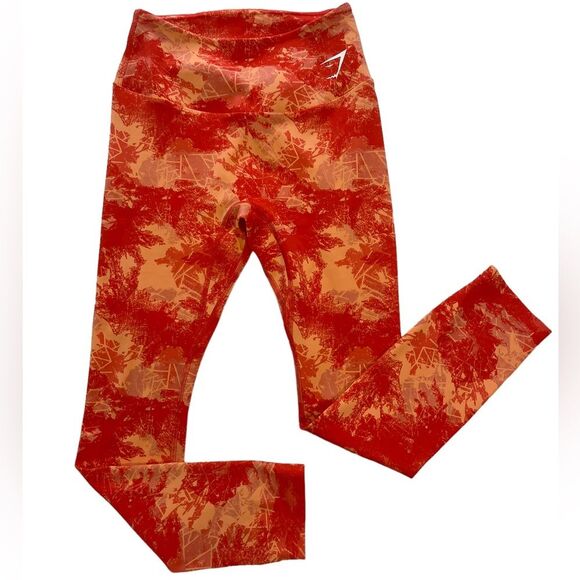 Gymshark Red and Orange Pattern High Waist Leggings Women’s Size Small - Picture 3 of 9